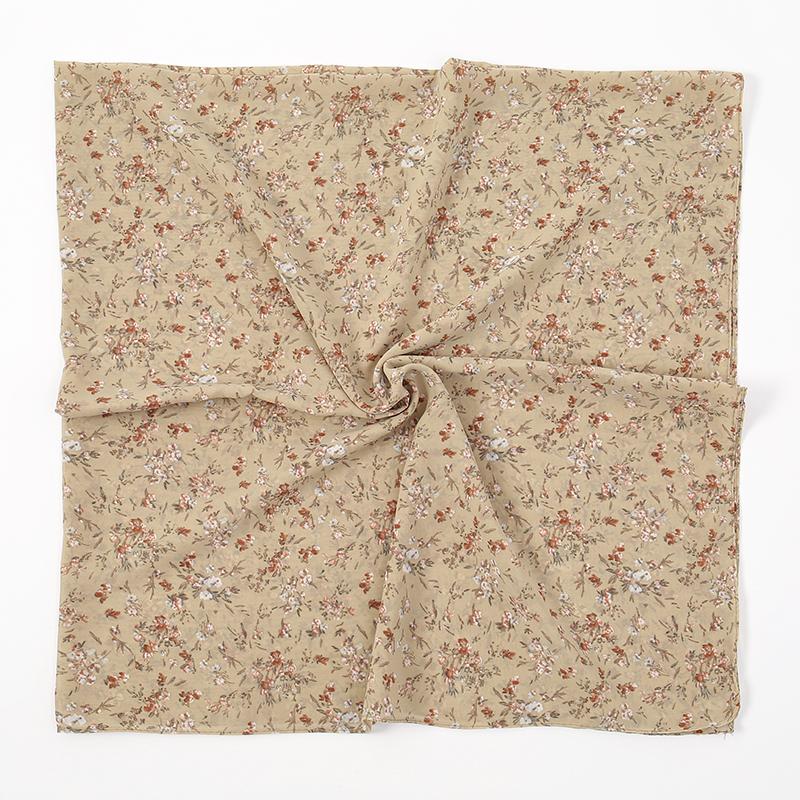 115cm Floral Printed Square Scarf Chiffon Headband Scarf For Muslim Woman Hijabs Shawls Lady Elegant Wraps Ethnic Islam Turban