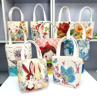 Popular Canvas Bag, Mobile Phone Change Bag, Cartoon Bag, Double-sided Jacquard Hand Bag, Cute Small Bag with Embroidery Pattern.