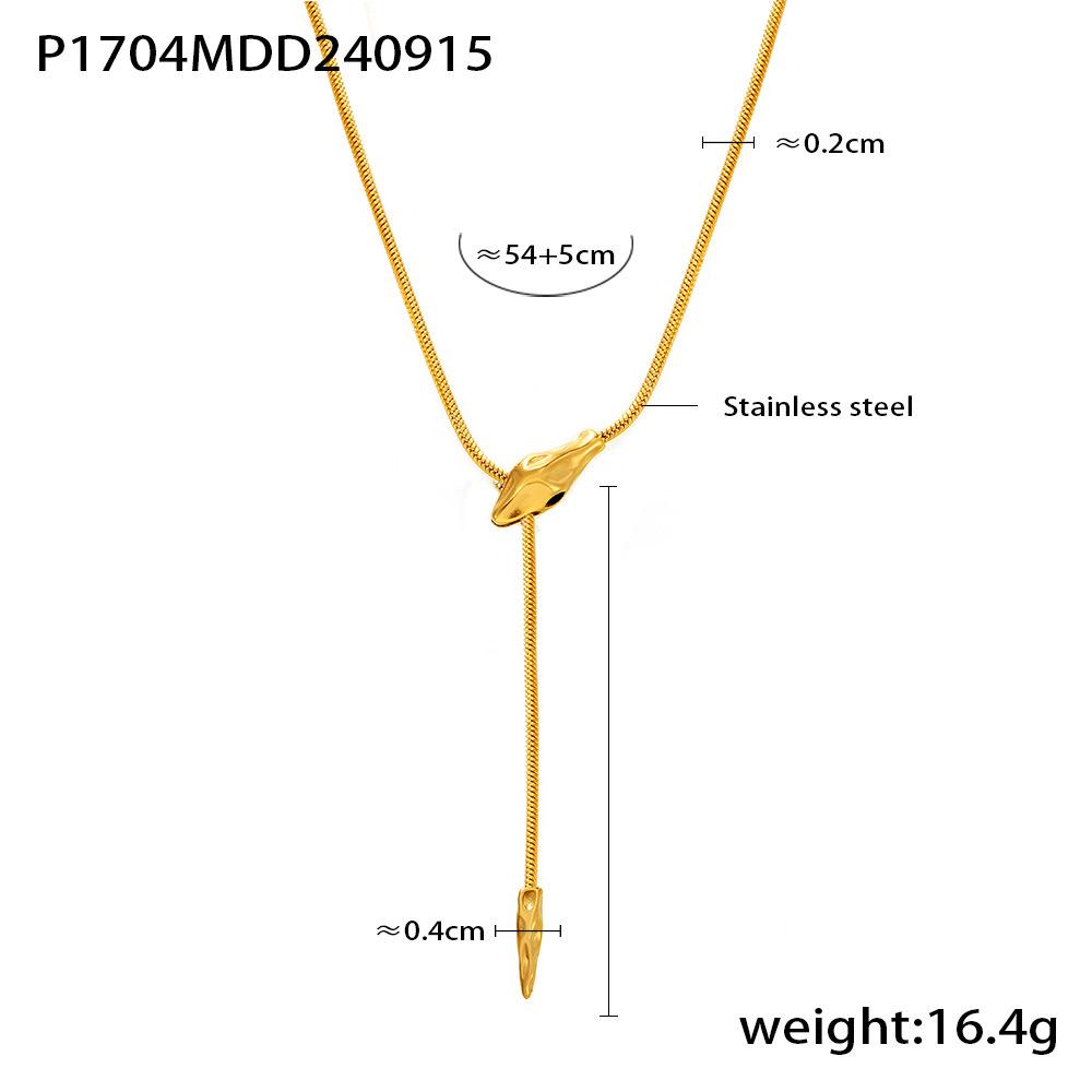 Stainless Steel Snake Head Necklace: European & American Cold Style, Long-lasting Sweater Chain for Women