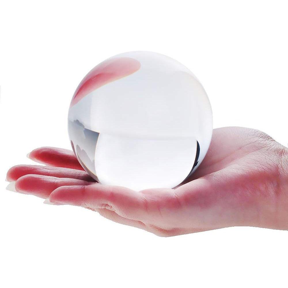 70mm Clear Acrylic Crystal Sphere with Wooden Stand Healing Crystal Ball for Meditation, Home Decoration Various Sizes
