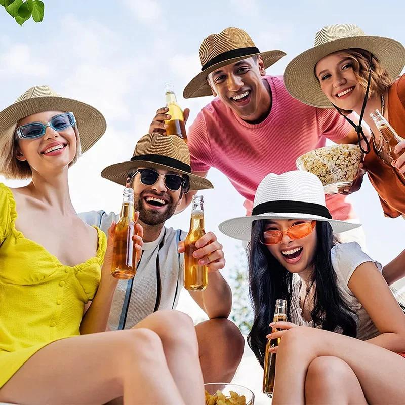 Summer Hat Women Wide Brim Straw Panama Foldable Hat Beach Sun Protection Hat