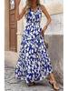 2026 V-Neck Sleeveless Print Dress with Elastic Waist - European & American Style