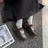 Johnature Sapatos Mary Jane Femininos de Couro Genuíno com Elástico Casual de Couro de Vaca Macio Flats Confortáveis com Solado Macio