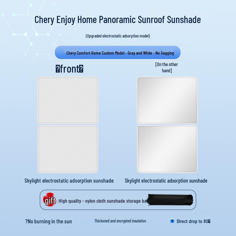 Chery 23 Models Sunroof Electrostatic Sunshade - Heat Insulation & Privacy Protection for Shuxiangjia