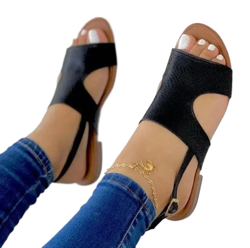 Sapatos femininos em promoção 2024 Nova moda sólida estampa de leopardo sandálias femininas verão casual ao ar livre sapatos femininos boca de peixe zapatos