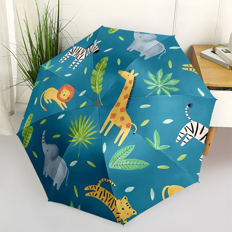 1pc Safari Jungle Fashionable Auto Opening/Closing Folding Umbrella with 8 Bones, Windproof Portable, Daily Use300