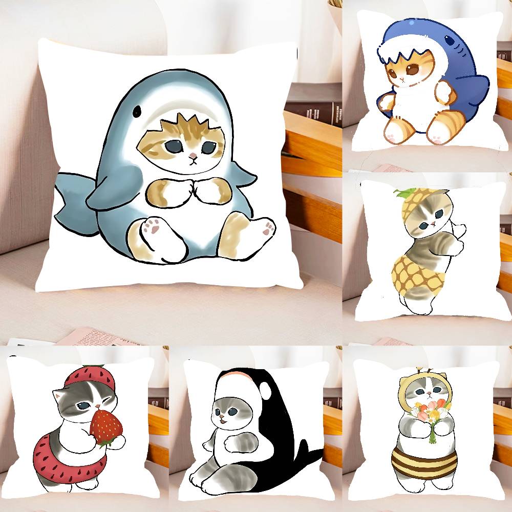 Hand Drawn Cute Cat Pillow Case Pattern Printed Pillowcase For Living Room Sofa Cushion Cover Bedroom Decor