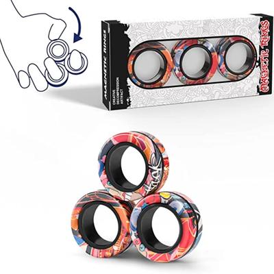 3 Stück Magnetische Ringe Spinner Fidget Spielzeug Set Finger Magnete Ringe zur Angstlinderung Therapie Fidget Pack Geschenk für Erwachsene Jugendliche Kind