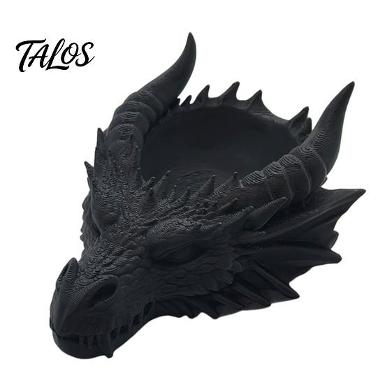 Okkulte Schmuckschale Dunkler Drachenkopf Aufbewahrungsschale, Gotischer Stil 3D-Druck Gussstruktur Schalenorganizer, Fantasy-Ornament, für Schlüssel und Schreibtischdekoration