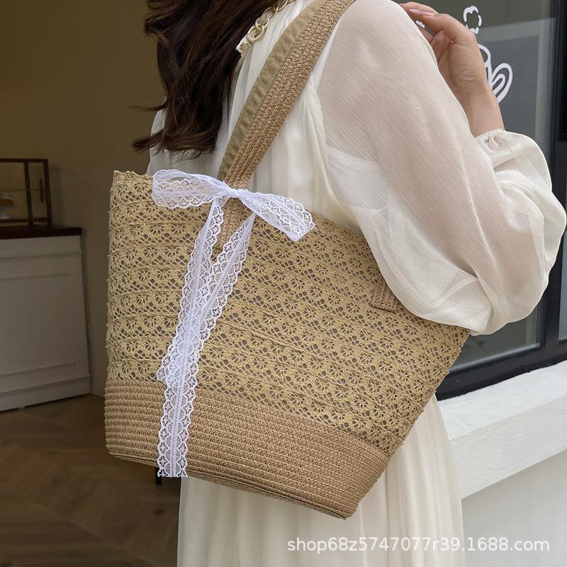 2025 new popular straw bag fashion vacation beach bag large capacity tote bag handwoven bag shoulder bag