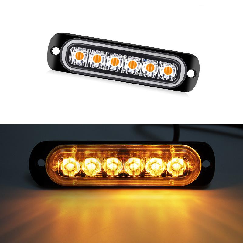 

1x Universal Car Truck LED Flash Light Strobe 12V 24V 6LED Bar Light Side Light Vehicle Emergency Warning Lamp жовтий
