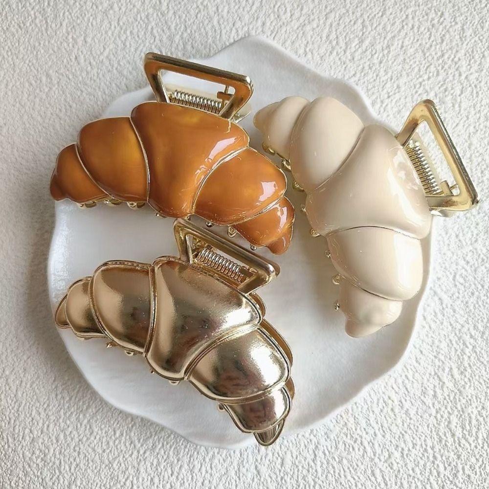 Shark Clip Croissant  Hair Grab Hair Clip Metal Shark Clip Cute Cute Bread Hair Claw  Girls