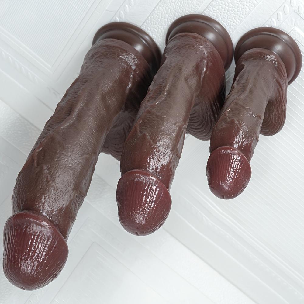 9,65" Realistisk Svart Dildo med Sugekopp, Flere Størrelser, Flytende Silikon, G-punkt- og Analsimulering for Par, Håndfri Lek