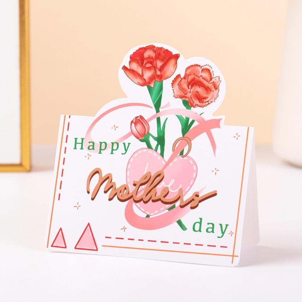10pcs Folded Design 3D Floral Greeting Cards Floral Pattern Mother's Day Card Father's Day