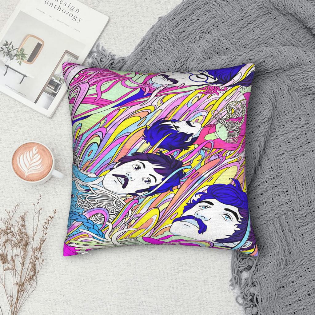 Beatled Music Pillow Cover Comfy Cushion Cover Retro Trendy Pillow Case For Living Room Sofa
