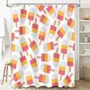 Summer Fun Pop-Corn Popsicle Shower Curtain Waterproof Decor for Bathrooms Red Pink Yellow White Cartoon Print Water Repellent F