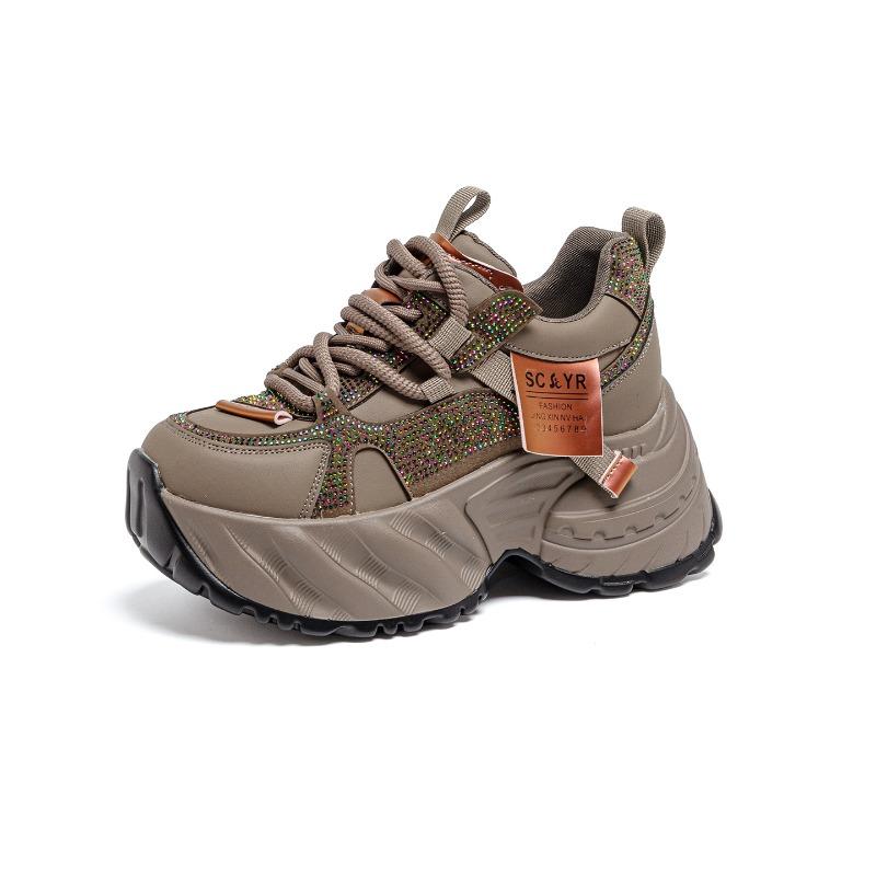 Autumn and winter new small inner height increase thick-soled muffin shoes versatile casual sports shoes women