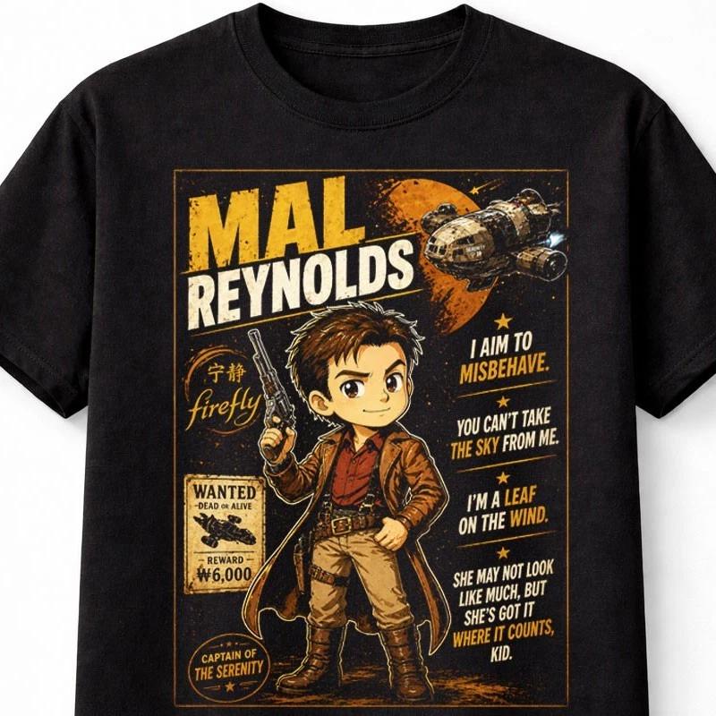 Firefly Mal Reynolds Captain Serenity Sci Fi Western Outlaw Quote Unisex TShirt S