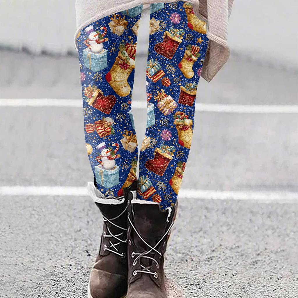 Women's Christmas Print Slim Fit Elastic Yoga Casual Pants