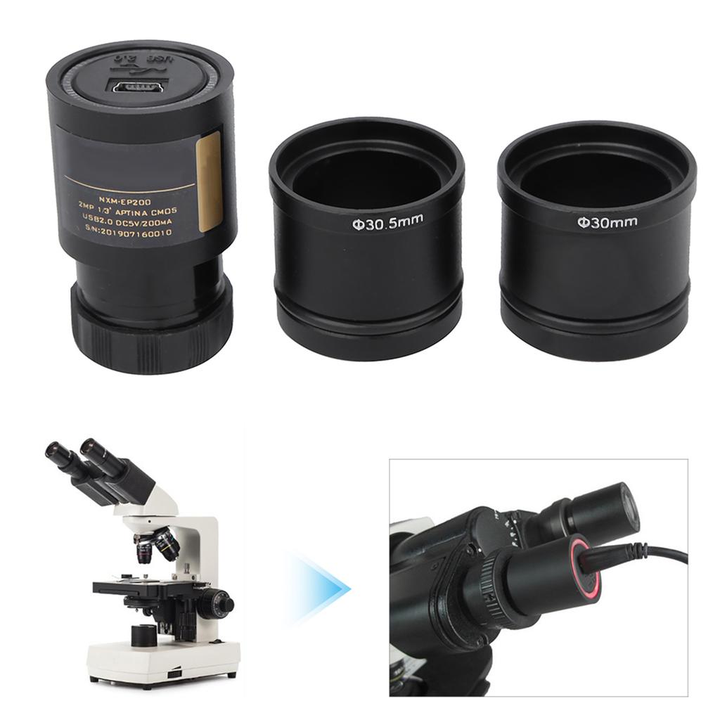 2MP USB 2.0 Electronic Eyepiece for 23.2mm 30.0mm 30.5mm Microscope Drive Free With Two Adapter Ring