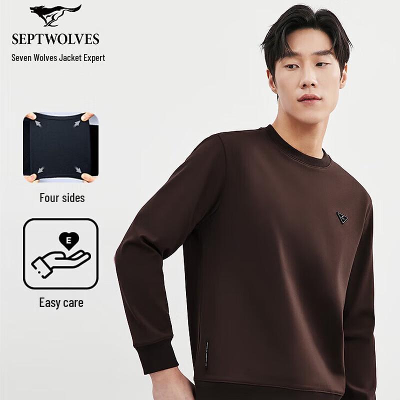 

SEPTWOLVES Men s Winter Fleece-lined Round Neck Sweatshirt XL