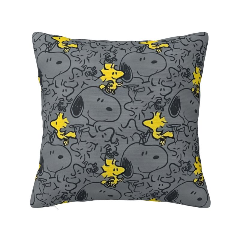 Custom Disney Snoopy Woodstock Cartoon Beagle Pillow Home Decorative Nordic Cushion Decoration Salon Square Pillowcase