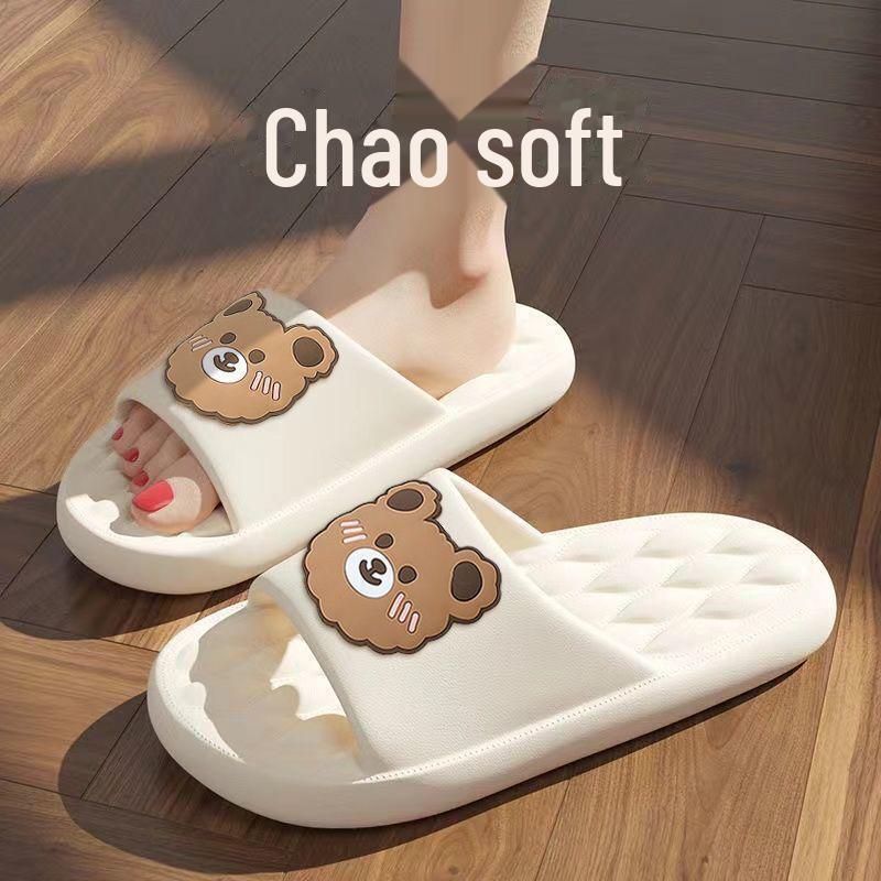 Women's Summer Cartoon Bear Slippers: Cute, Soft Beach or Home Sandals for Couples