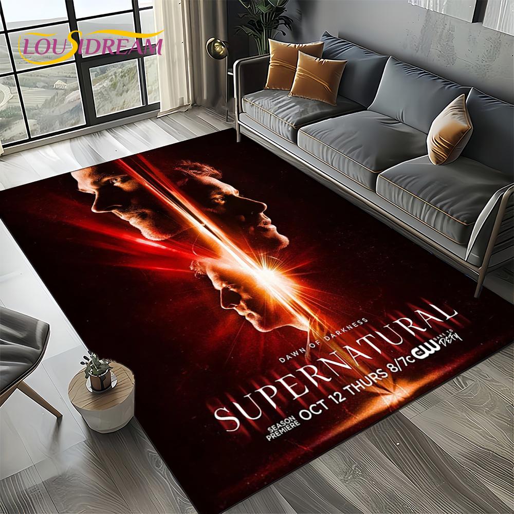 3D SPN Supernatural Sign Dean Sam Carpet Rug for Living Room Bedroom Home Sofa Decoration,Kids Play Area Rug Non-slip Floor Mat