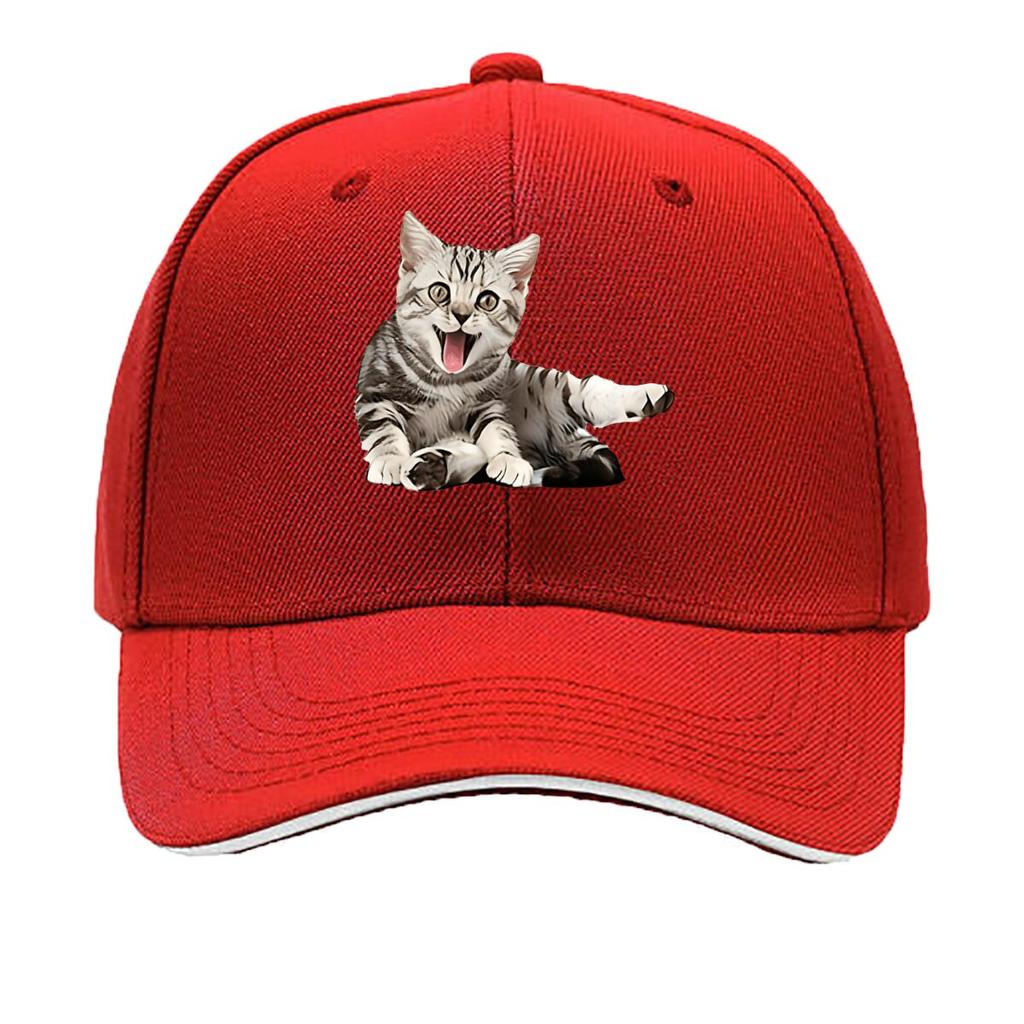 Breathable Baseball Cap with Cute Kitten Print Adjustable Casual Sun Hat for Everyday Outdoor W Sandwich Baseball Cap