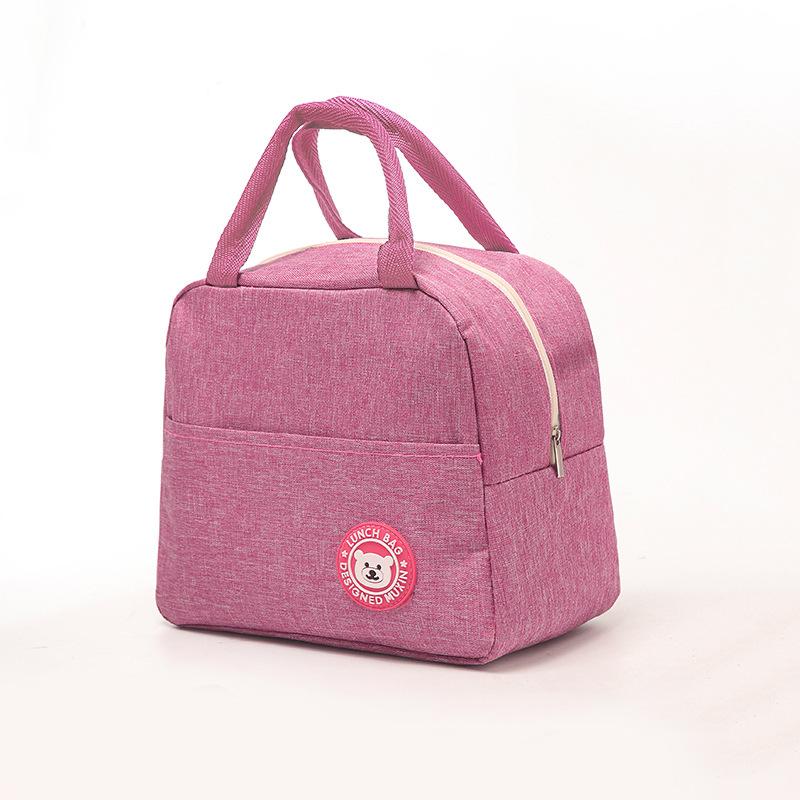 Bento Bag with Aluminum Foil Simple Insulated Lunch Box Bag Oxford Cloth Large Capacity Thick Hand-held Bento Bag Lunch Bag