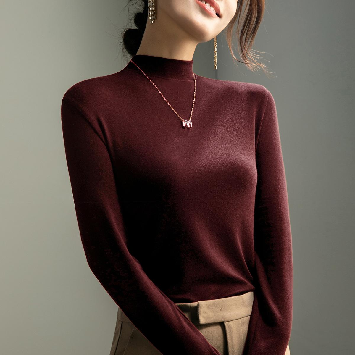 

[Star] Muscle bottom clothes Tencel wool Maillard wears a bottoming shirt, a top, and warm clothes. M