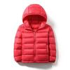 Children's Lightweight Hooded Down Jacket - Solid Color, Winter Style, 90% Down, Medium & Large Sizes