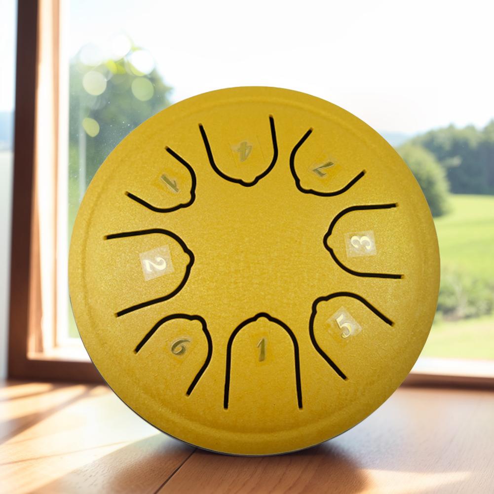 4.5 Inch 8 Notes Steel Tongue Drum with Drum Mallet Music Book Handpan Drum Rain Drum Instrument for Yoga Meditation Unique Gift