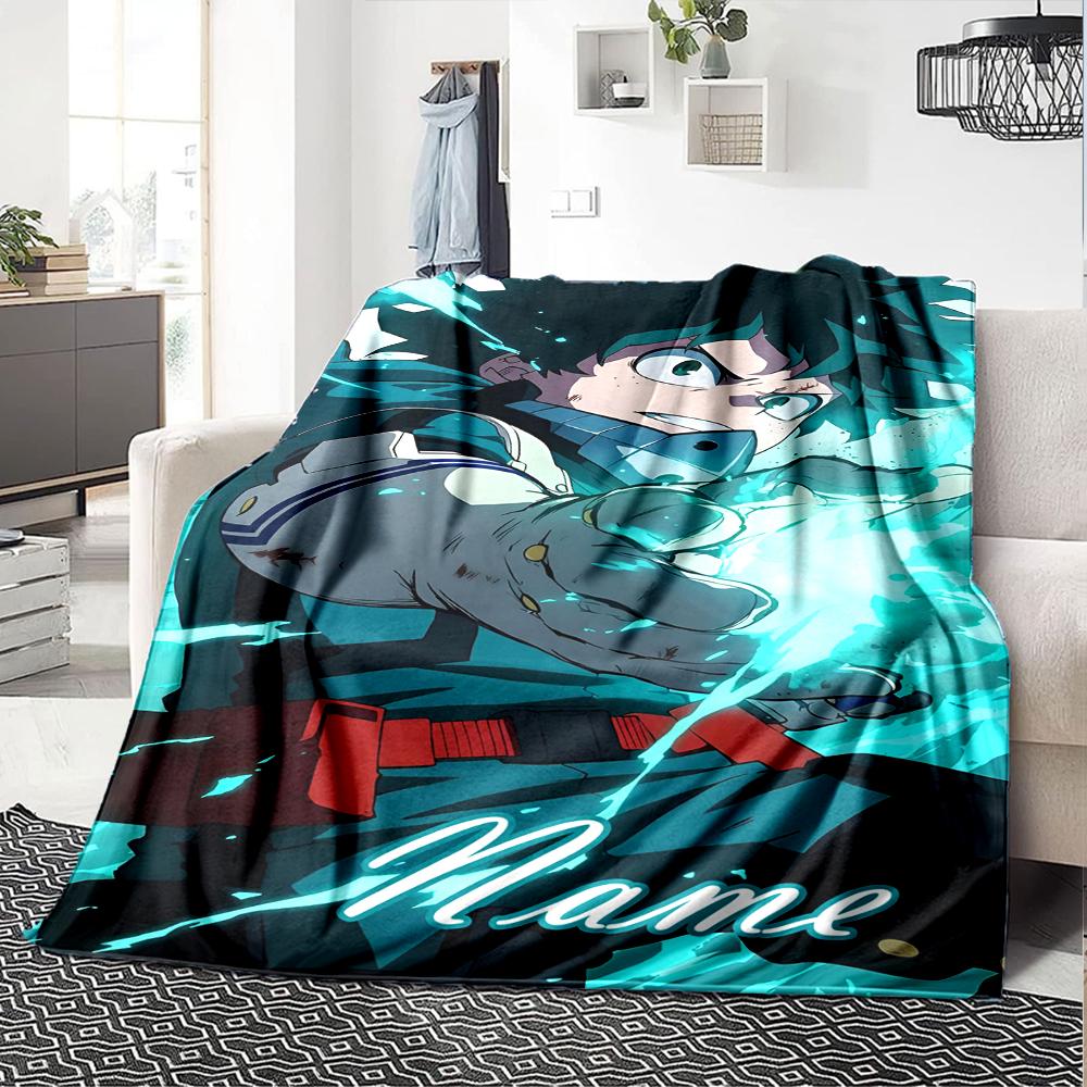 Custom Name My Hero Academia Theme Printed Blanket - Perfect for Couch, Bed, Travel & Outdoor Use | Machine Washable, Cozy & Durable.
