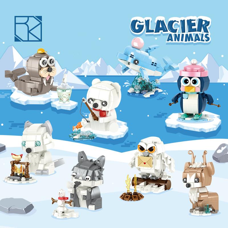 New Cartoon Animals Small Particle Building Blocks Models Toys Ocean&Birds Mini Bricks Toys Kids Gifts Blind Box Christmas