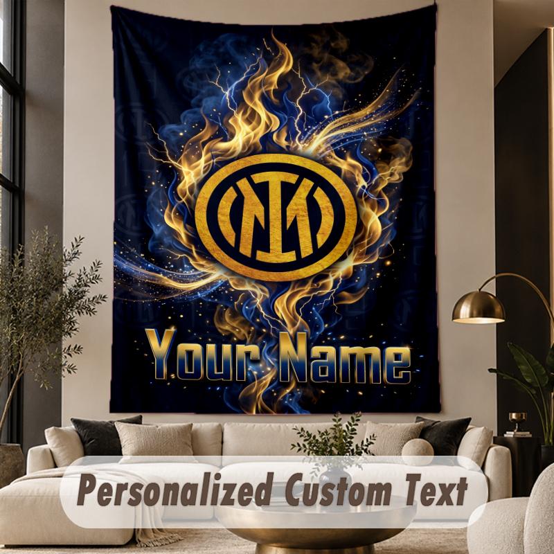 Custom Text Tapestry Inter Milan Print Wall Tapestry Indoor Living Room Wall Decor