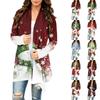 Women's Casual Christmas Print Long Sleeve Cardigan for Holiday Winter
