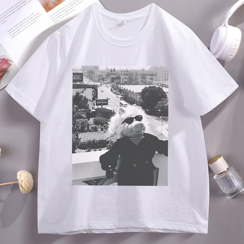 Miss Piggy Graphic Tee Funny Printed Tshirt Oneck Short Sleeve Tops Summer Loose Soft Breathable T Shirt Unisex Streetwear
