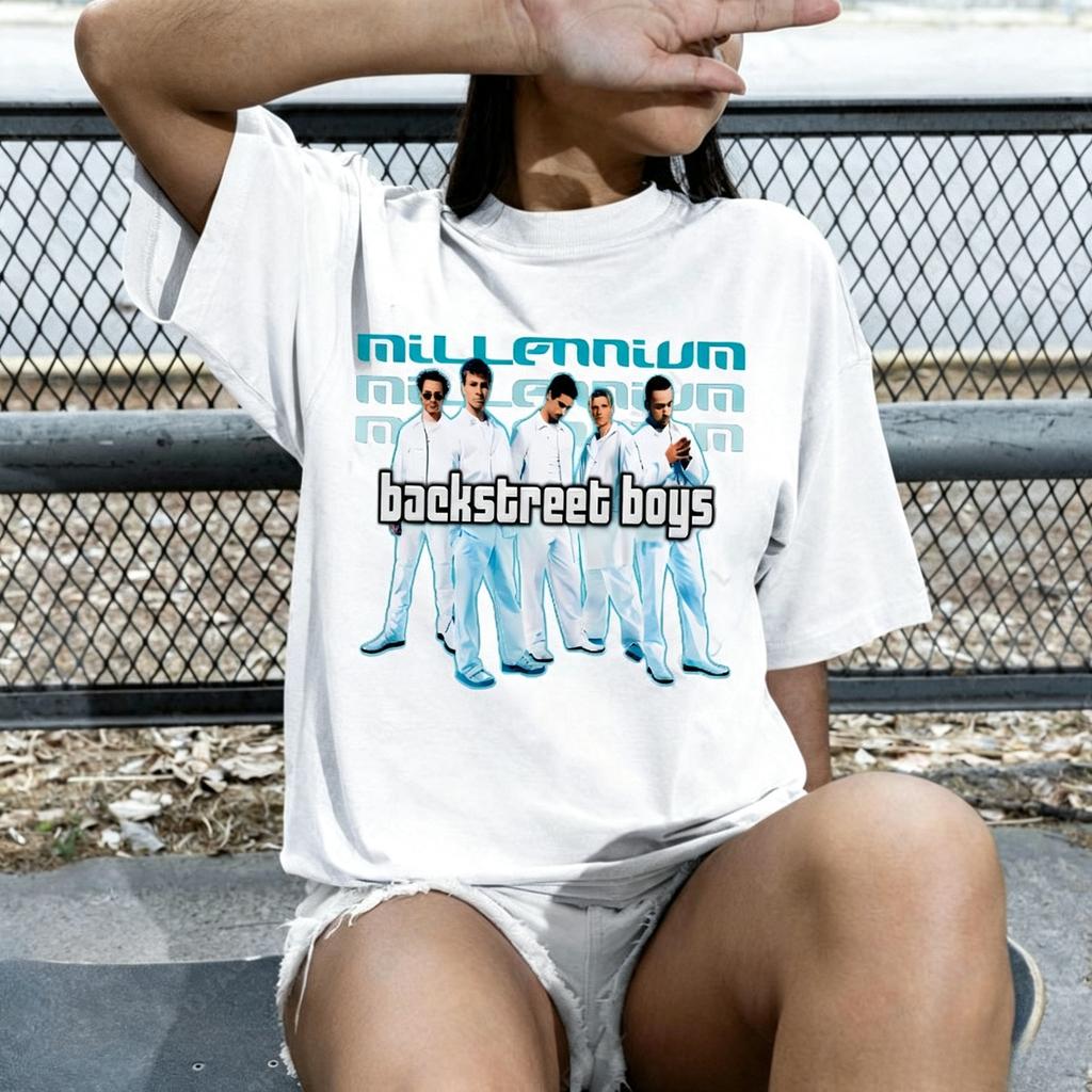 Backstreet Boys Millennium Tour Music Vintage T-shirt Men's and Women's Hipster Popular Tops Summer Fashion Streetwear Tees Gift