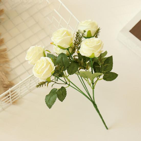 1 Bunch Realistic Handmade Artificial Flower Faux Silk Flower Elegant Artificial Rose Decor for Wedding