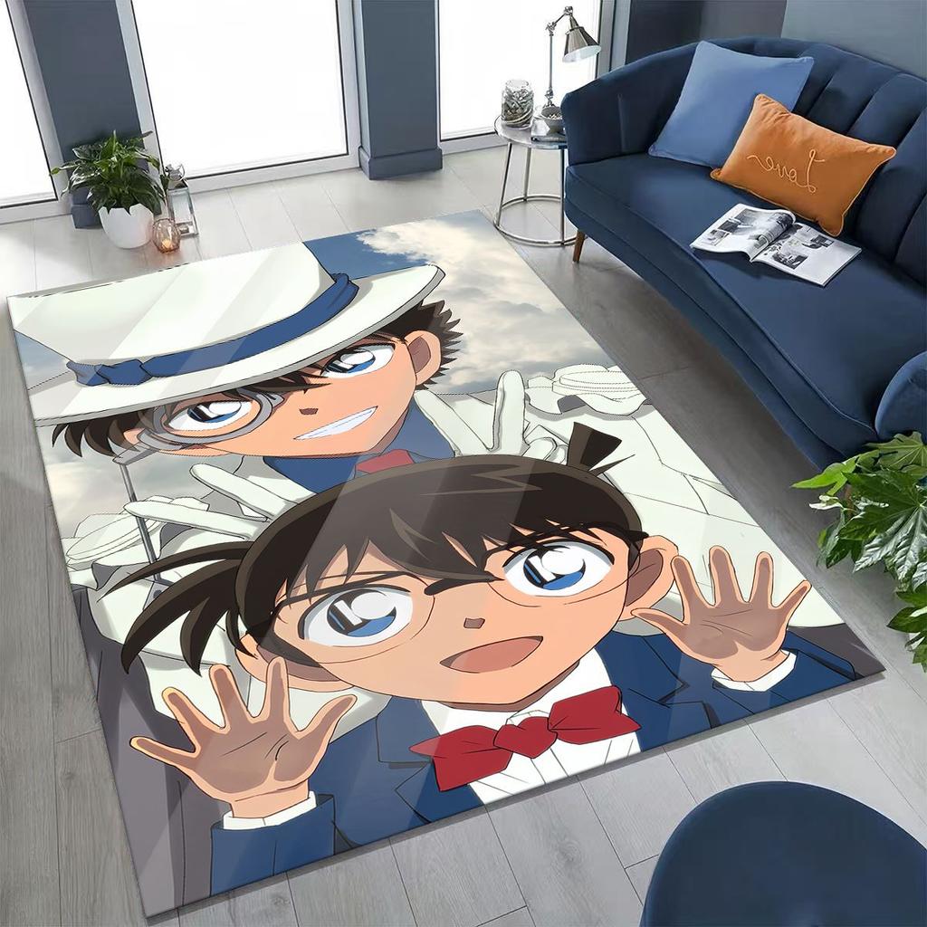 Retro Anime Detective Conan Cartoon Rug for Bedroom Living Room Sofa Home Doormat Decor,Kids Play Non-slip Floor Mat Gift