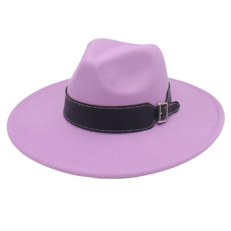 New Black Belt, Large Brim, High-End Clothing With Wholesale Men'S And Women'S Felt Woolen Top Hats