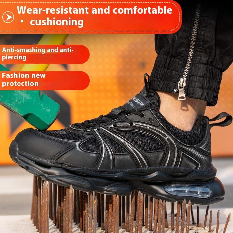 black work shoes with plastic toe comfortable safety shoes for men women lightweight work sneakers work boots for construction