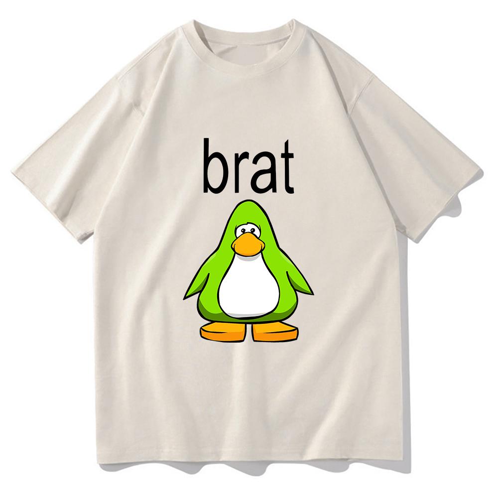 Brat Club Penguin T Shirt Unisex Charli XcX Brat and Its Completely Different But Also Still Brat TShirt Cute Cotton Tees Shirts