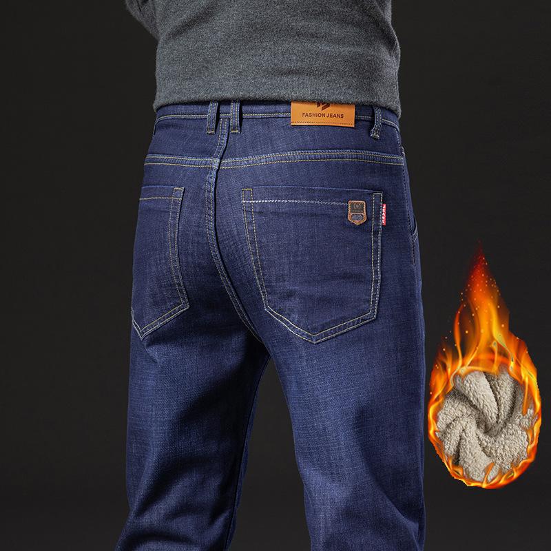 Jeans da Uomo Invernali a Vita Alta Larghi Dritti in Velluto - Pantaloni Comodi di Qualità per Papà di Mezza Età