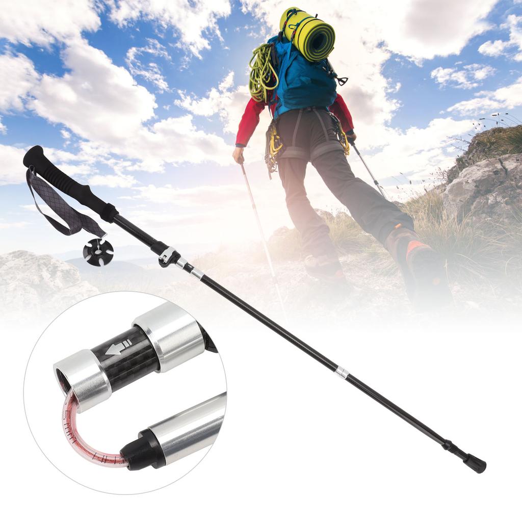 Walking Stick Collapsible Prevent Slip Lightweight Portable 3K Carbon Fiber Adjustable Hiking Pole for Mountaineering
