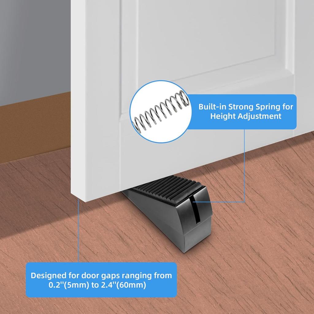 TOWODE Heavy Duty Large Door Stopper 2 PCS Adjustable High Tall Wedge Door Stopper with Non-Slip Rubber Stainless Steels Doorstop for Bottom of Door
