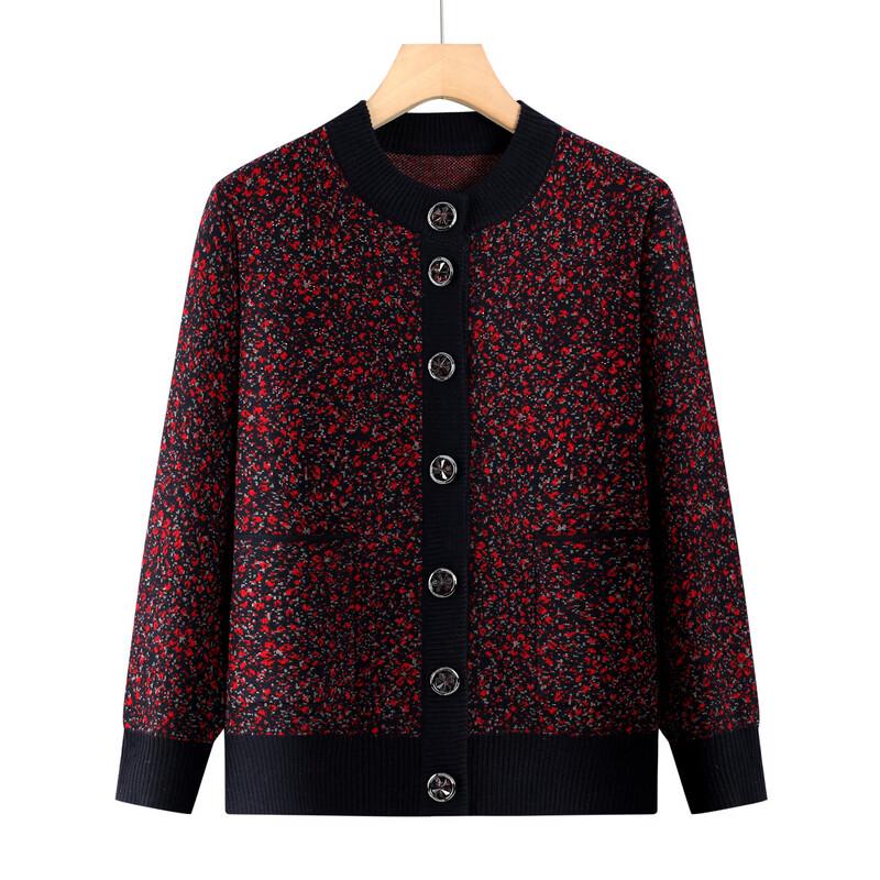 Hengyuanxiang Women's Floral Knit Cardigan for Elderly