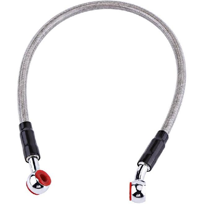

45cm Motorcycle Brake Line, Stainless Steel Braided with Grey Cover, M10 Banjo Fittings, Durable Replacement for Improved Brake Feel and Performance 45 cm серый