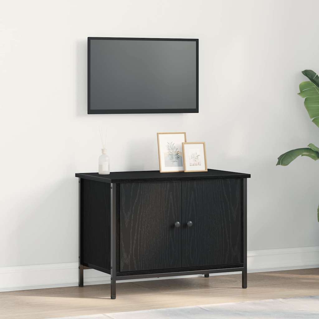 TV Stand Black Oak Effect 60 x 35 x 45 cm Engineered Wood